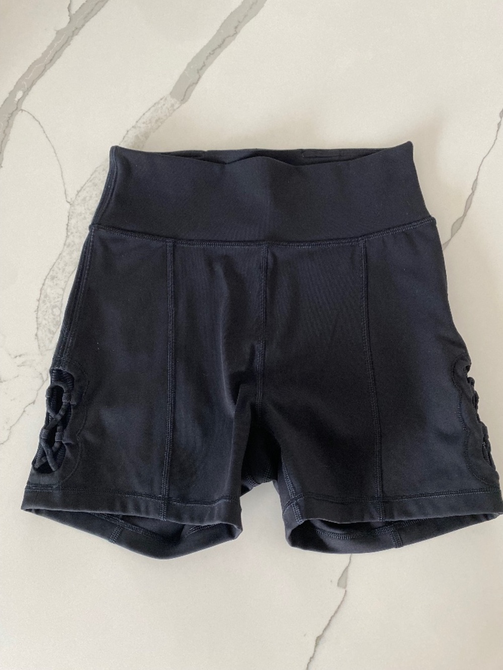 lululemon athletica Black Bike Shorts with Side Detail